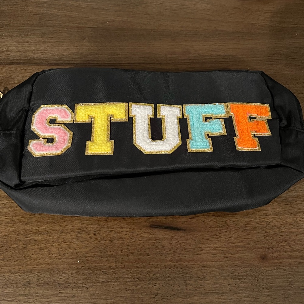 ❌SOLD❌Chenille Letters STUFF Makeup Cosmetic Travel Bag